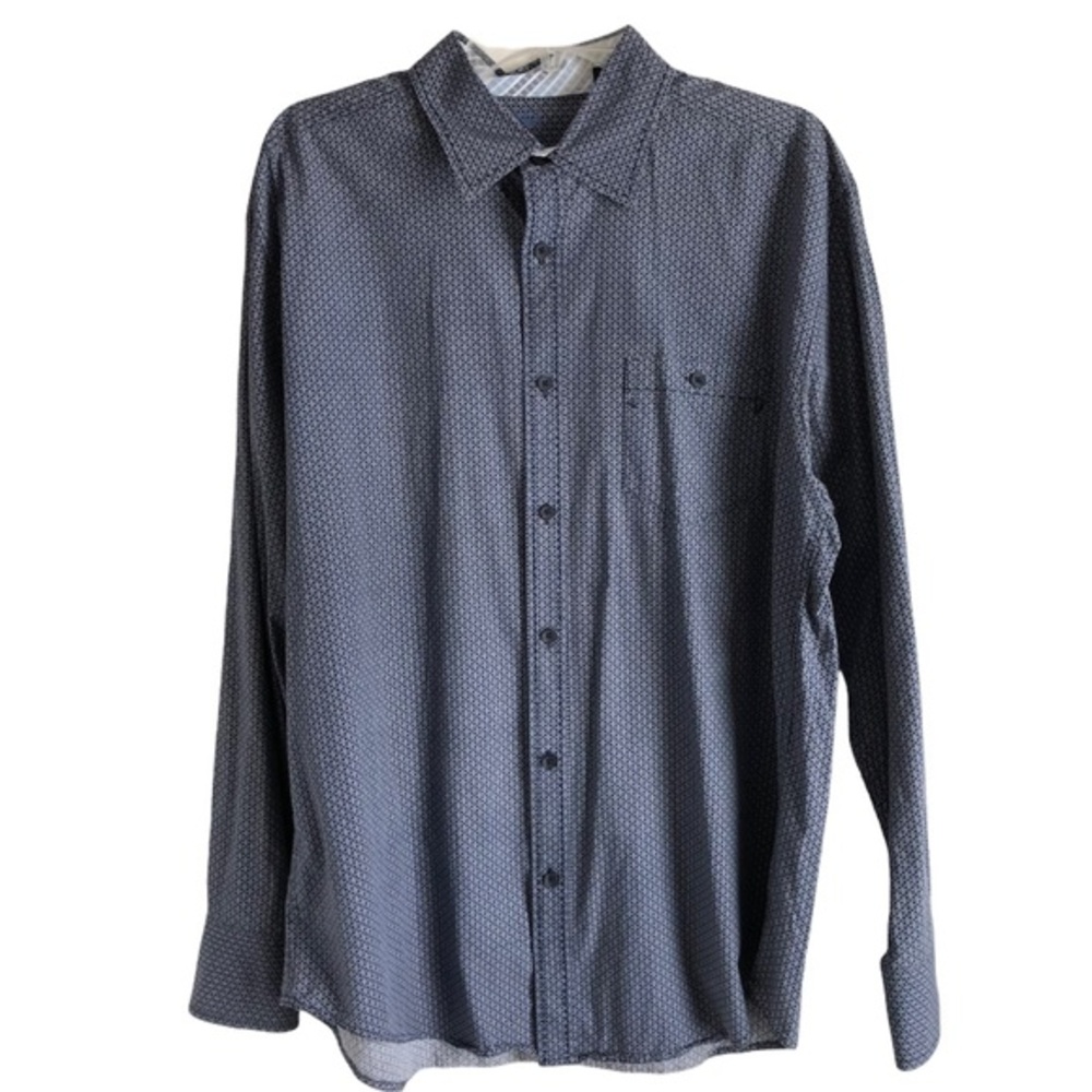 Axis LA Size Large Blue Geometric Button Long Sleeve Cotton Contrast Fabric